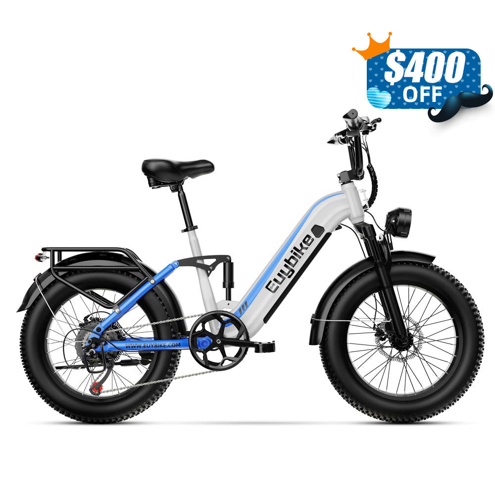 C3 White Full Suspension Electric Bike Father's Day Sales