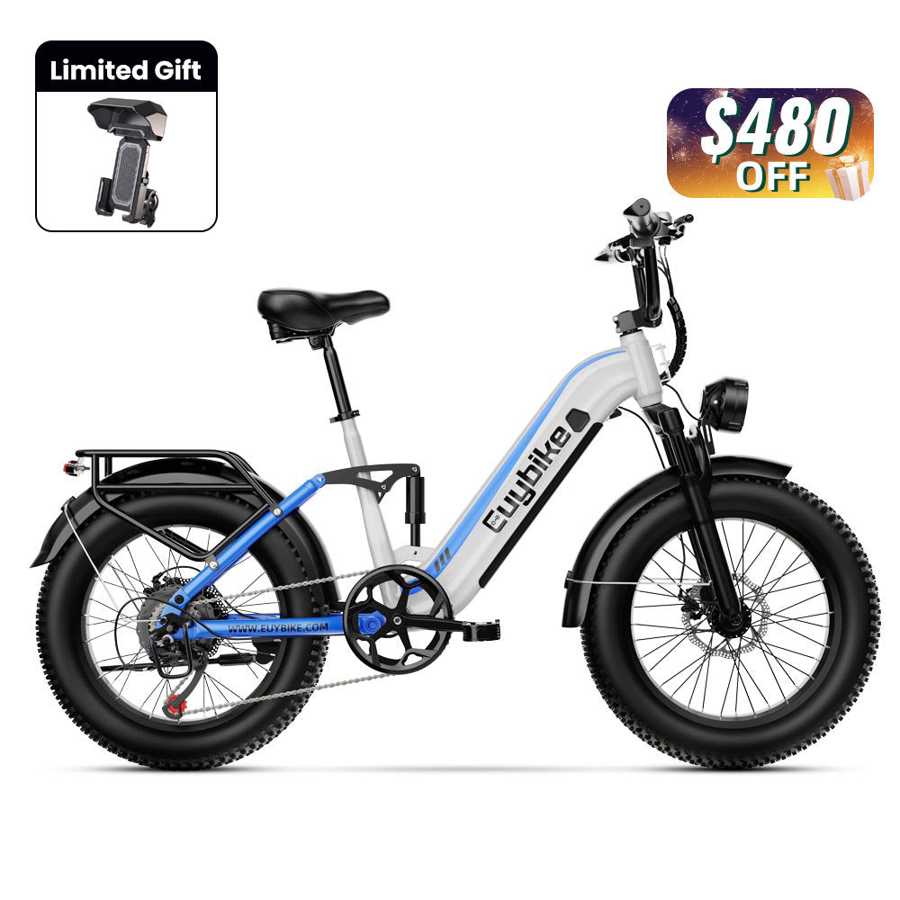 Euybike C3 White Full Suspension eBike Holiday Sales