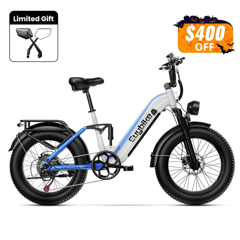 Euybike C3 White Full Suspension EBike Halloween Sales
