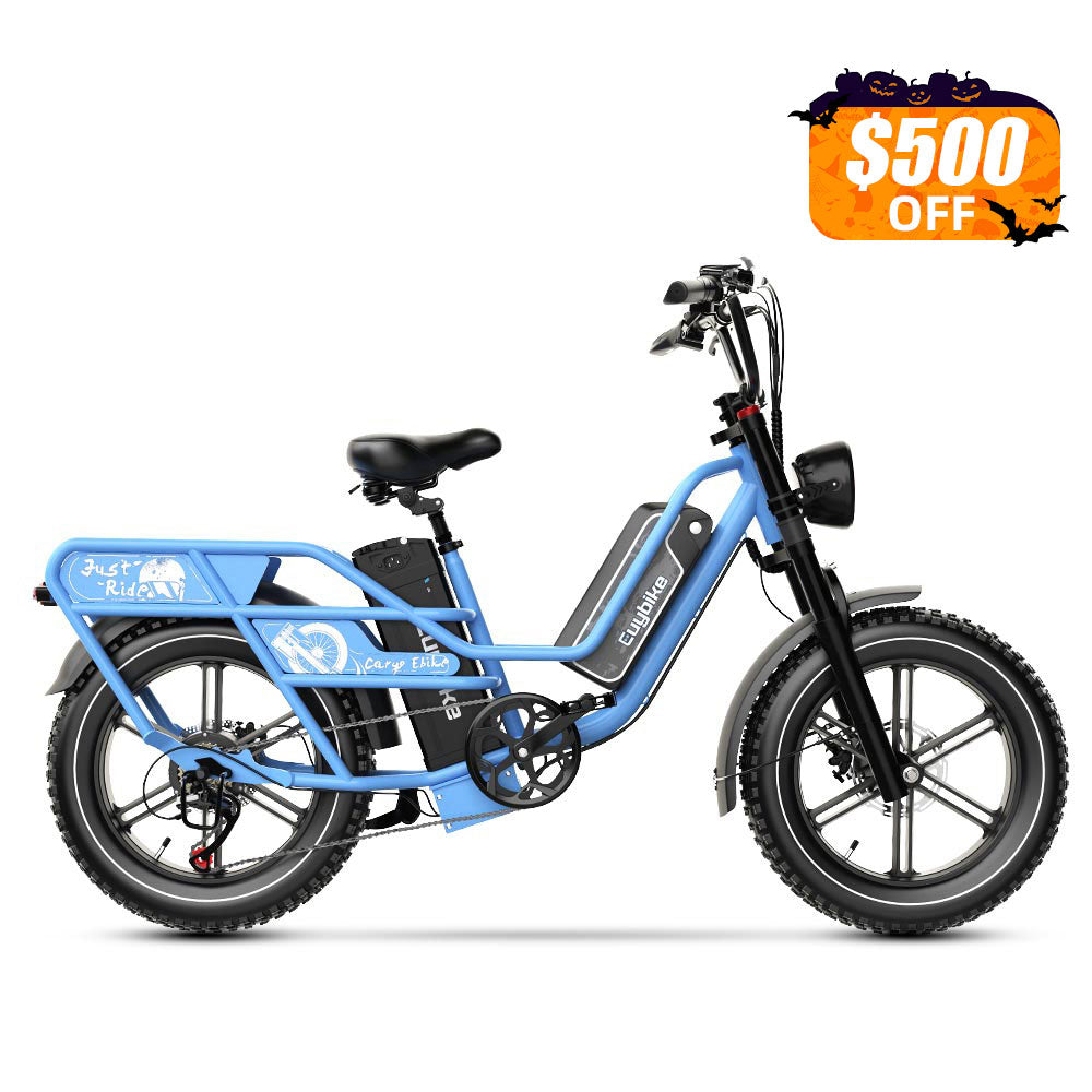 Euybike W1 Blue Dual Battery Electric Bike Halloween Sale