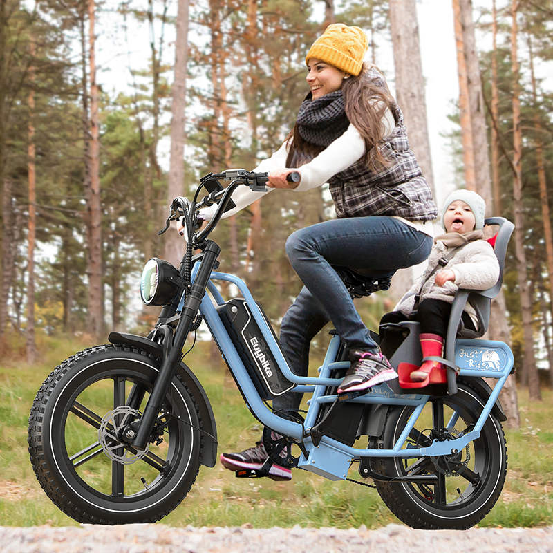 Euybike W1 Dual Battery Ebike Riding With Kid