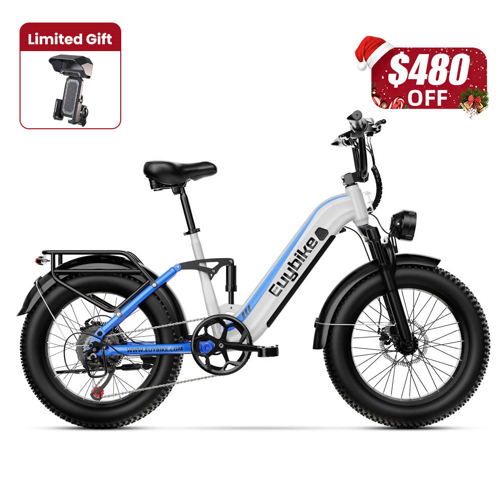 Euybike C3 White Full Suspension Electric Bike Christmas ebike sale
