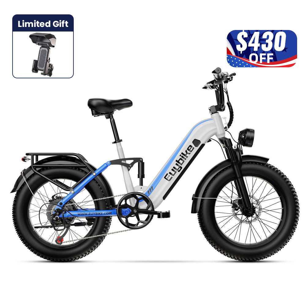 Euybike C3 White Full Suspension eBike 4th of July Sales