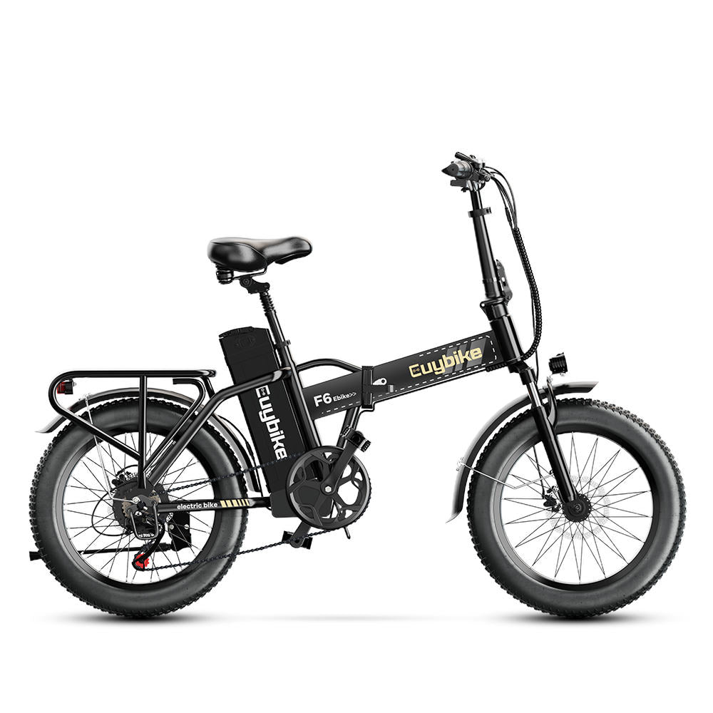 Euy Fat Tire Folding E-Bike, Long Range Electric Bike, 60+ Miles Range, Black