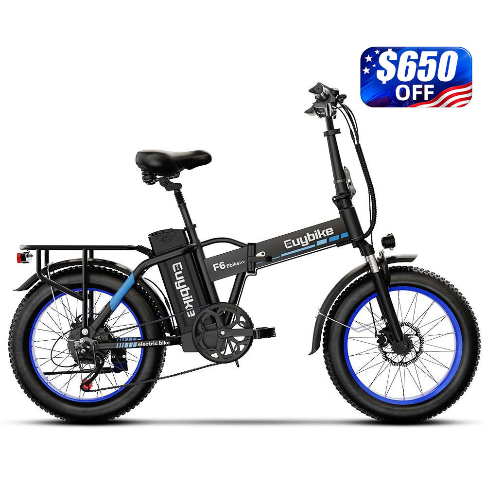 folding fat tire electric bicycle FLASH SALE! Euybike F6 48V/15Ah 750W Bike Original Schwinn Paint Colors Future Wife or cargo use. Color:Space Blue
