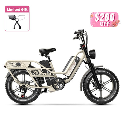 Euybike W1 Beige Dual Battery Electric Bike Mother's Day Sales