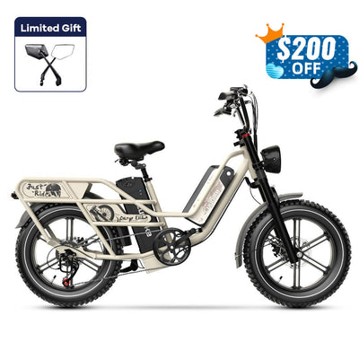 Euybike W1 Beige Dual Battery Long Range Electric Bike Father's Day Sales