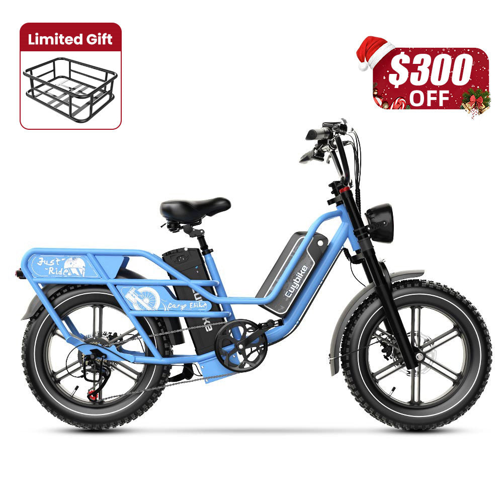 Euybike W1 Blue Dual Battery Electric Bike Christmas ebike sale