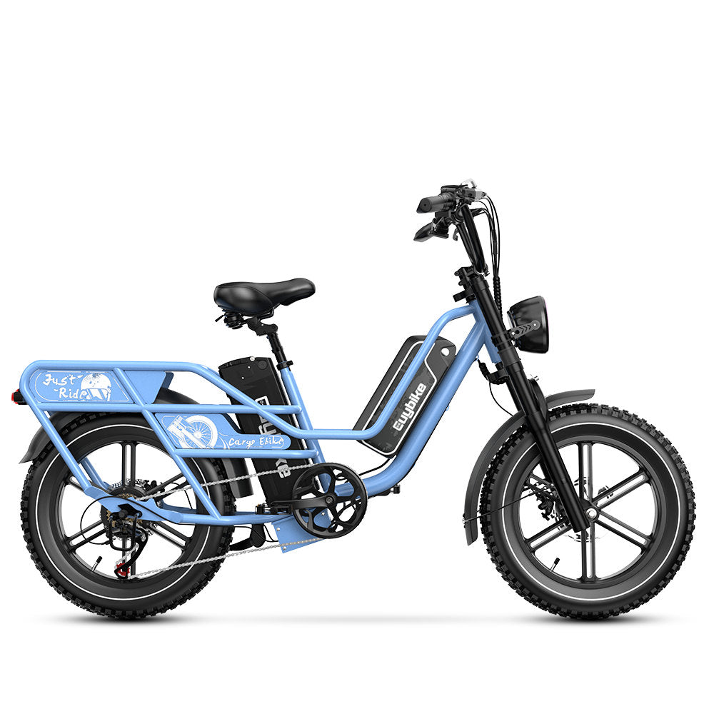 Euybike W1 Dual Battery Long Range Cargo Electric Bike Blue