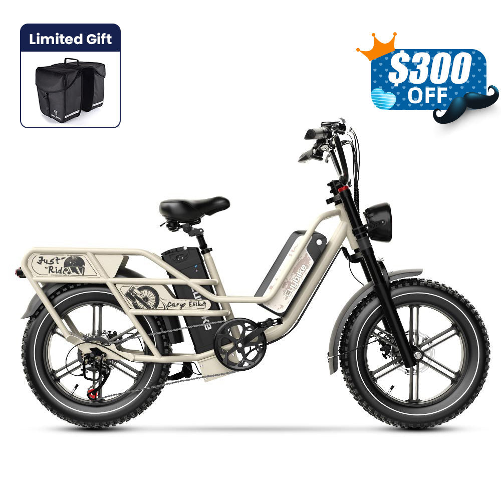 W1 Beige Dual Battery Electric Bike Father's Day Sales